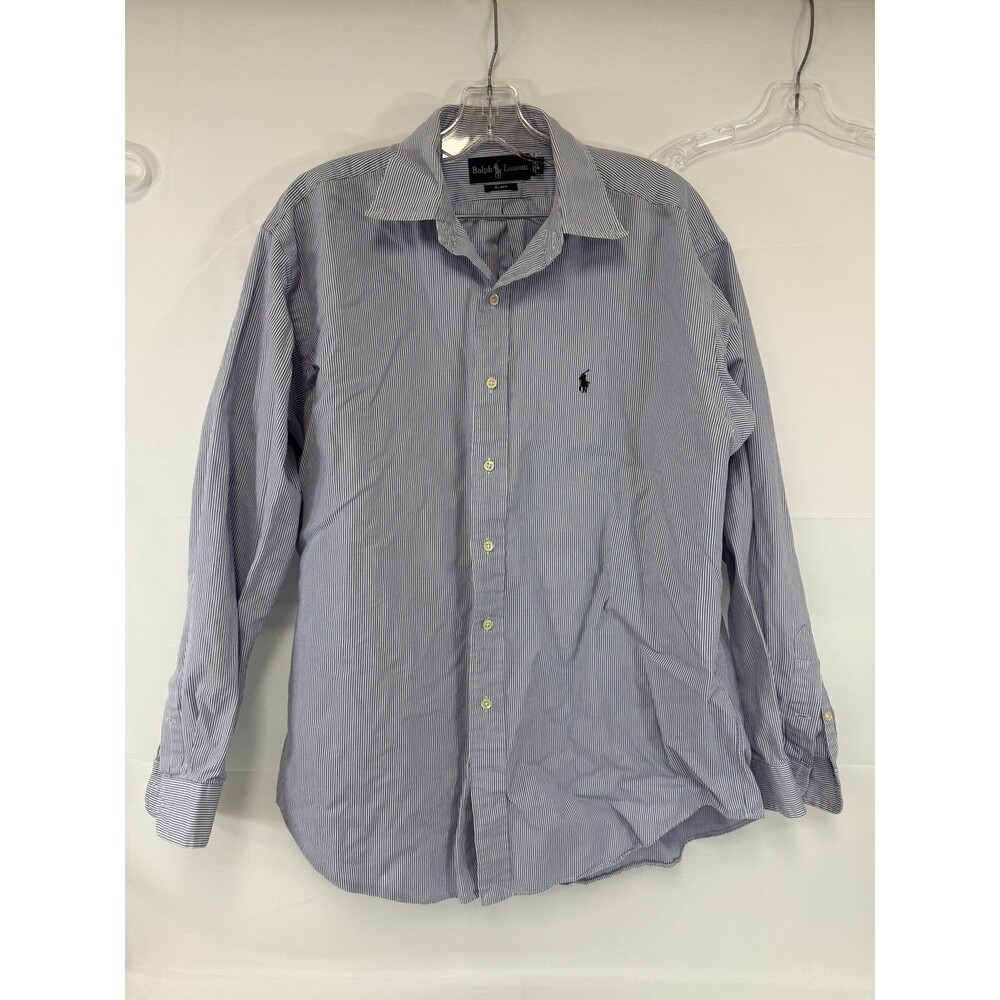 Ralph Lauren Button Down Long Sleeve “Blake” Men’s Size L Stripe Blue/White